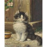 FLURY, BURKHARD (GEN. KATZEN-FLURY)Hofstetten 1862 - 1928 BirsfeldenSitzendes Kätzchen.Öl auf