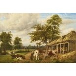 BAKER, THOMAS Harborne/Birmingham 1809 - 1864 Leamington Spa/Warwick Herd of Cattle. Öl auf Gaze,