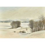 SAUTHIER, CLAUDEGenève 1929 - 2016 LancyLa Broye - paysage sous la neige.Öl auf Holz,sig. u.r.,65x93