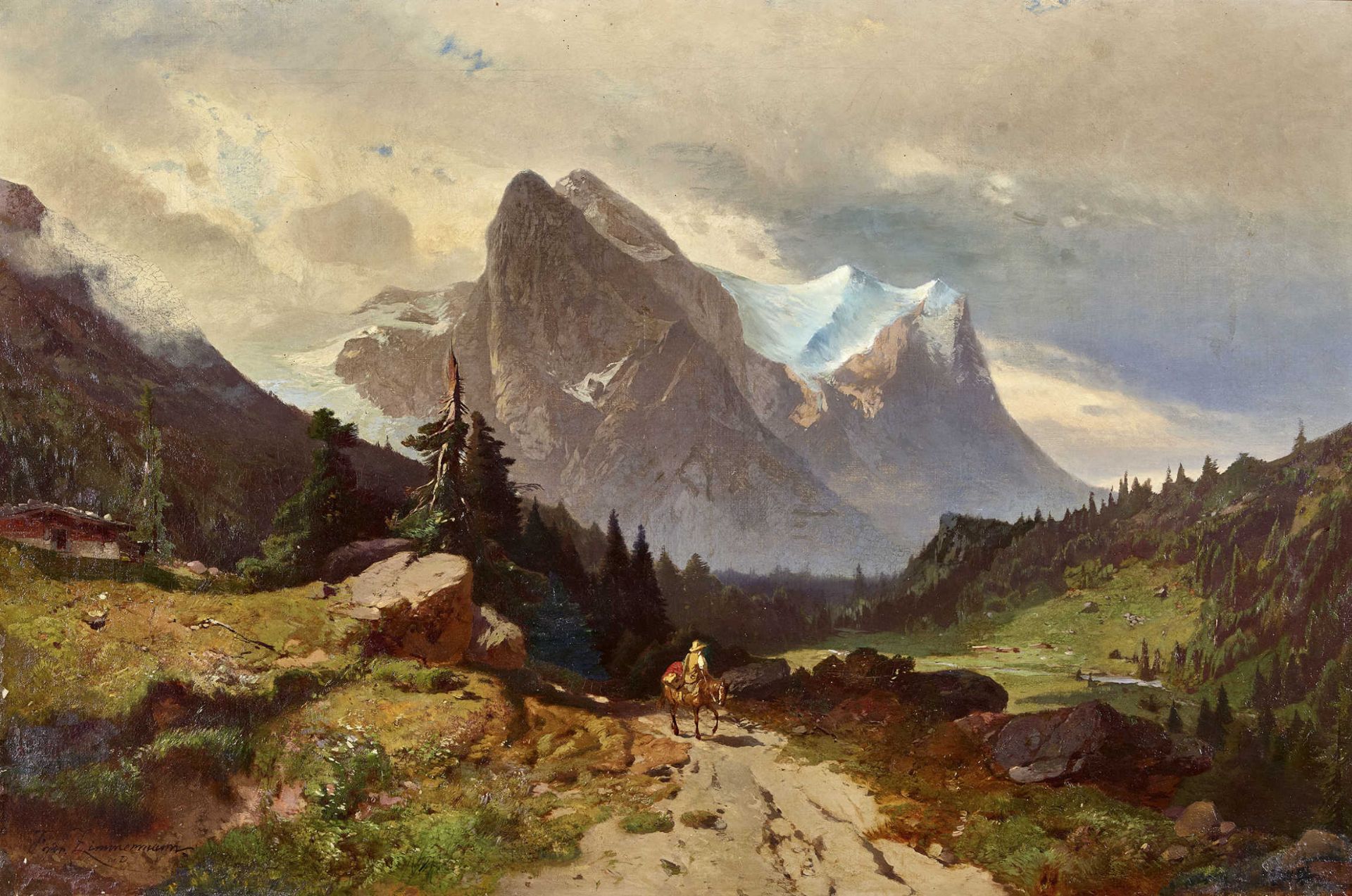 ZIMMERMANN, FRIEDRICHDiessenhofen 1823 - 1884 Ormont-DessusBlick auf Well- und Wetterhorn.Öl auf