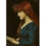 HENNER, JEAN JACQUESBernviller 1829 - 1905 ParisFrau mit rotem Haar und Lektüre.Öl auf Holz,sig. o.