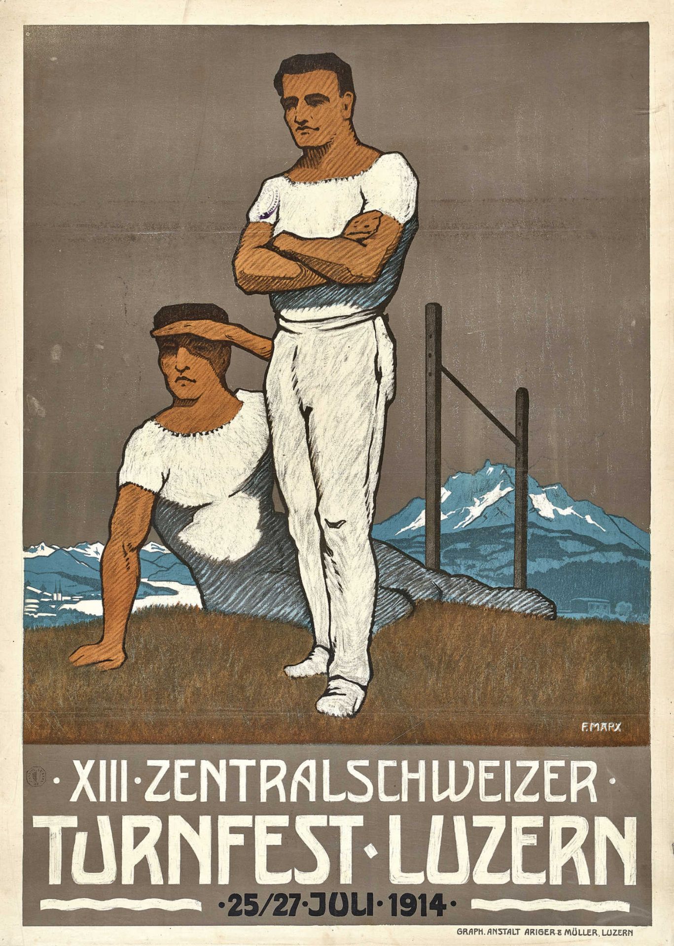 MARX, F.Schweiz, 20. Jh.XIII. Zentralschweizer Turnfest Luzern 1914.Farblithografie,im Stein sig.