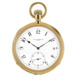 PATEK PHILIPPEOversized open-face pocket watch.Manufacturer/Manufaktur: Patek Philippe, Geneva.