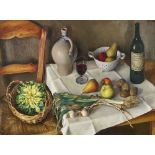 SCHRAM, WOUTAmsterdam 1895 - 1987 LarenStillleben mit Gemüse, Früchten, Steinzeugkrug und Noilly