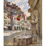 BIEBER, ARMINSchinznach 1892 - 1970 BernBern-Postgasse.Aquarell über Bleistift,sig. u.r. sowie