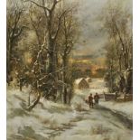 KAUFMANN, ADOLFTroppau 1848 - 1916 WienWinterlandschaft mit Holzarbeitern.Öl auf Leinwand,sig. u.