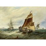 WEBER, THÉODORE ALEXANDERLeipzig 1838 - 1907 ParisZugeschriebenSeestück mit Schiffen.Öl auf Holz,