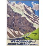 CARDINAUX, EMIL1877 Bern 1936Wengernalp und Jungfraubahn Schweiz.Farblithografie,im Stein mgr. u.
