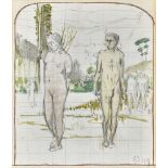 SCHMIDT, ALBERT1883 Genève 1970Homme et femme.Aquarell und Bleistift,mgr. u. dat. 1903(?) u.r.,34,