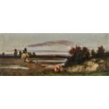 CASTELLI, ALESSANDRO1809 Rom 1902Römische Landschaft mit Ochsenfuhrwerk.Öl auf Leinwand,sig. u. bez.