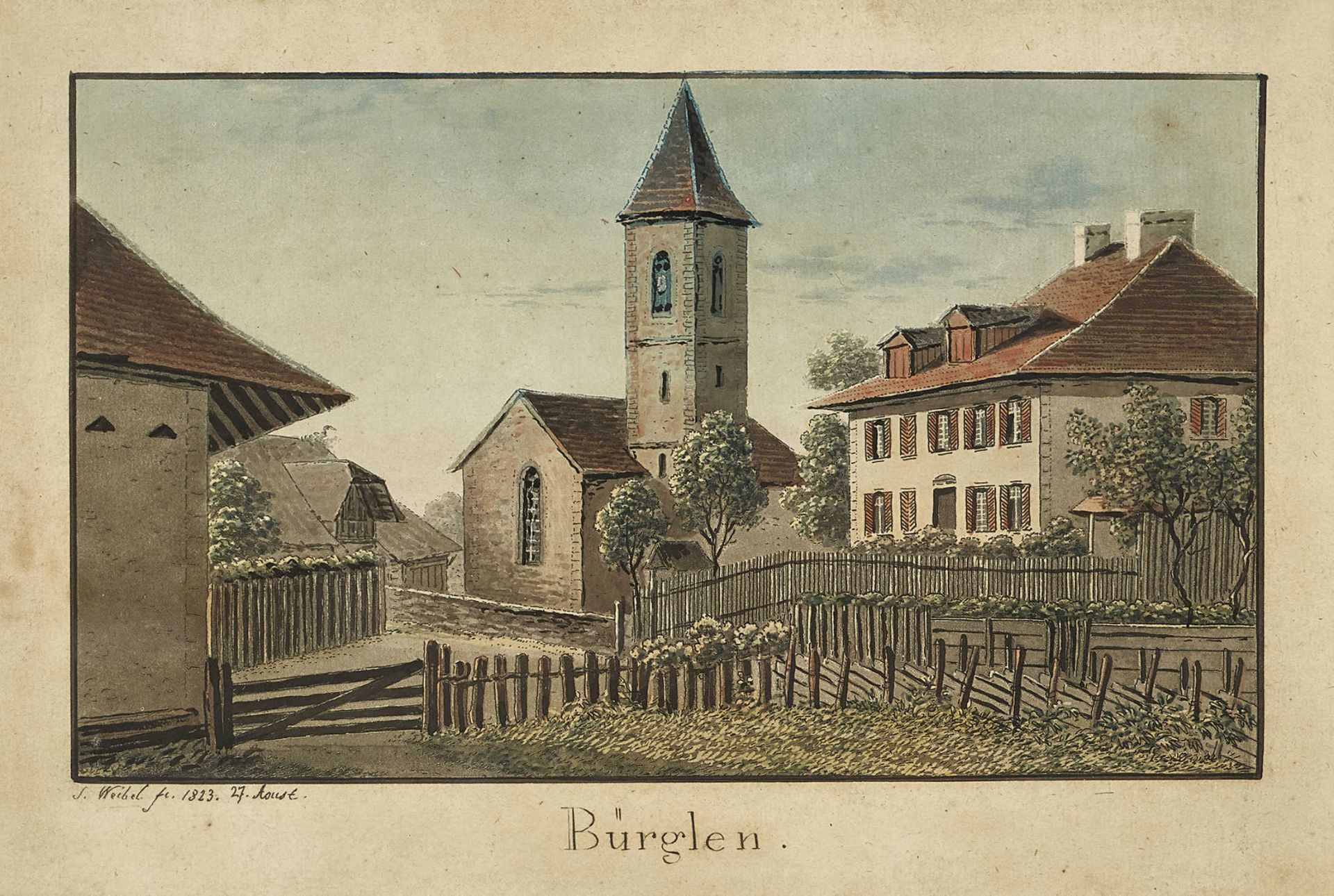 WEIBEL, JAKOB SAMUEL1771 Bern 1846Konvolut.2 Blätter aus "Bernische Landpfarrhäuser": 1. "Brienz". - Bild 2 aus 3