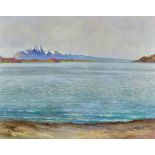 JACOBI, MARCUSBiel 1891 - 1969 MerligenThunersee mit Stockhorn.Öl auf Leinwand,verso Nachlass-