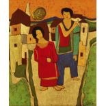 TELEKI, ANDRÉBruxelles 1928 - 1999 GenèveLe Couple.Öl auf Holz,sig. u.r., verso betitelt,41x33 cm- -