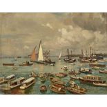 FLOYD, DONALD HENRYPlymouth 1892 - 1965Boote im Hafen.Öl auf Leinwand, auf Holz,sig. u. dat. 1948