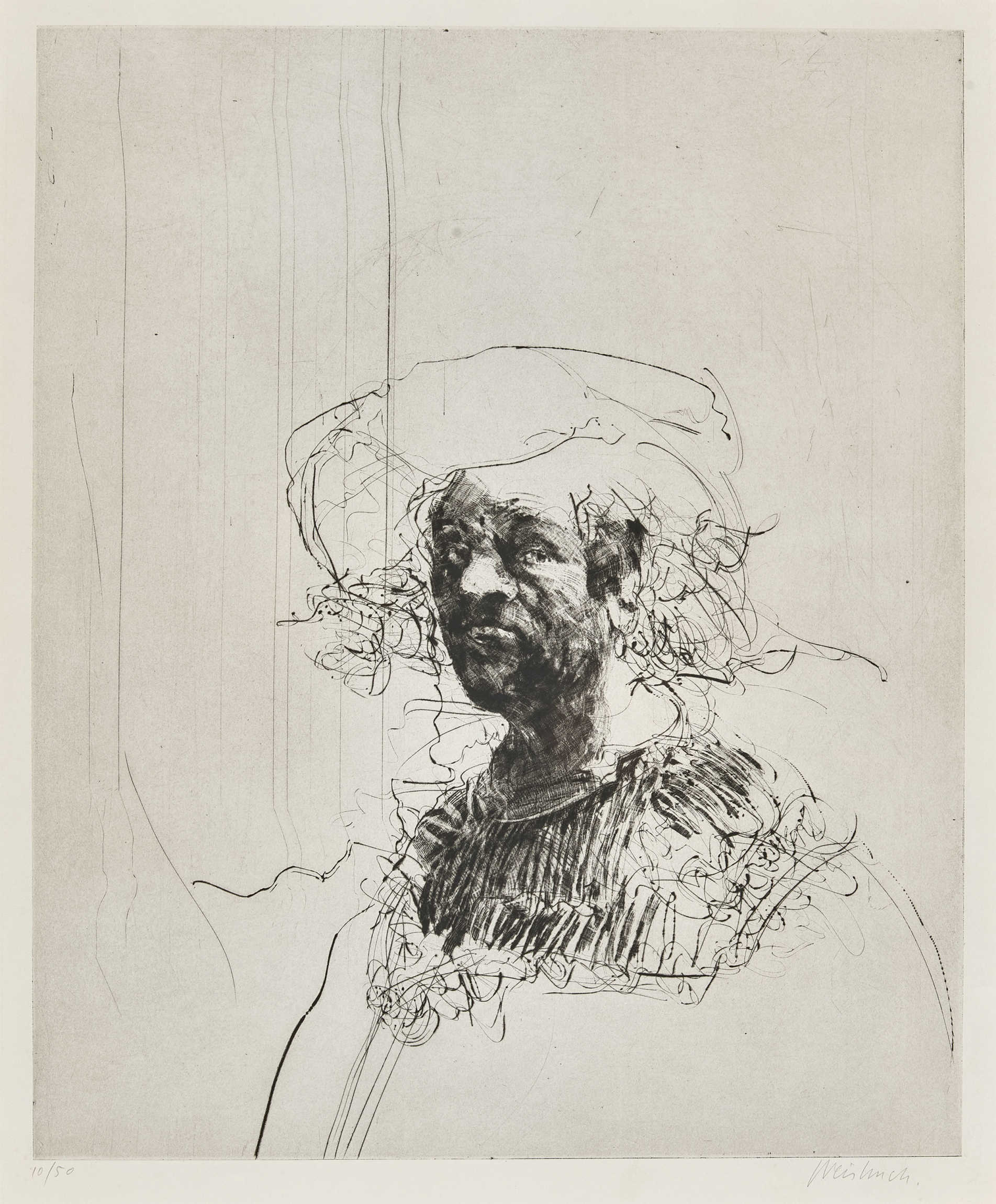 WEISBUCH, CLAUDEThionville 1927 - 2014 ParisPorträt (Rembrandt).Kaltnadelradierung,handsig. u.r.,