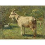 GIRARDET, HENRI LÉOPOLDBrienz 1848 - 1917 NeuchâtelLa chèvre blanche.Öl auf Malkarton,sig. u. dat.
