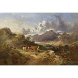 CALAME, ALEXANDREVevey 1810 - 1864 MentonUmkreisBerglandschaft mit Kuhherde.Öl auf Holz,