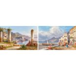 GIUSTI, GUGLIELMONeapel 1824 - nach 1916Paar Ansichten von Capri. Gegenstücke.Je Gouache auf