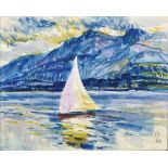 AMIET, CUNOSolothurn 1868 - 1961 OschwandSegelboot auf dem Brienzersee mit Bättenalpburg und