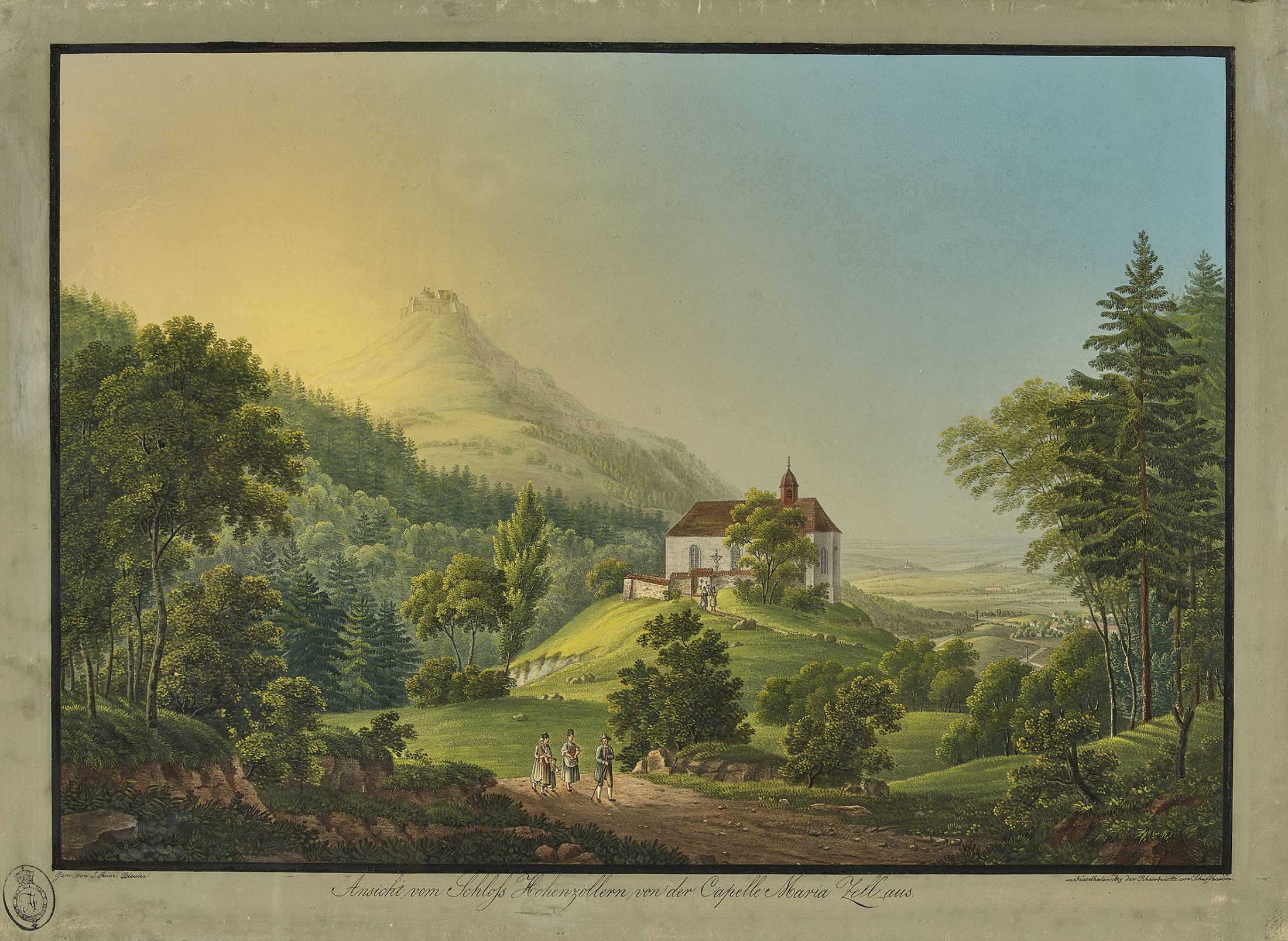 BLEULER, JOHANN HEINRICH IZollikon 1758 - 1823 FeuerthalenAnsicht vom Schloss Hohenzollern von der