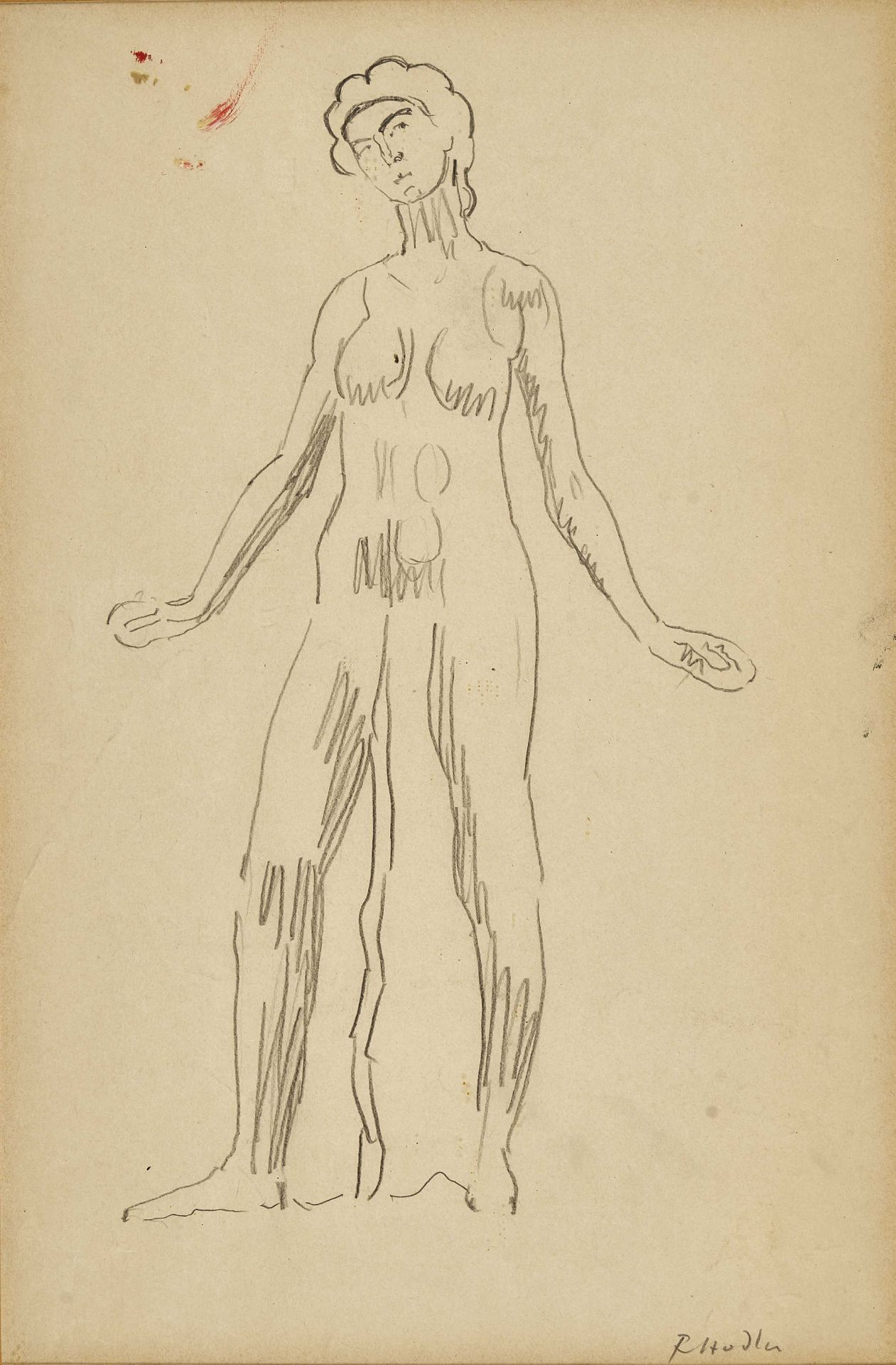 HODLER, FERDINANDBern 1853 - 1918 GenèveStudie zu "Blick in die Unendlichkeit".Bleistift,sig. u.r.,