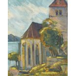 GEIGER, ERNST SAMUELTurgi 1876 - 1965 La NeuvevilleDie Kirche von Ligerz am Bielersee.Öl auf