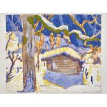 BURI, SAMUELTäuffelen 1935Winterlandschaft mit Hütte.Aquarell,sig. u. dat. 1991 u.r.,56x76 cmEntwurf