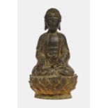BUDDHAChina, Ming-Dynastie, 17. Jh.Bodhisattva im Lotussitz.Bronze,H: 27 cm- - -22.00 % buyer's