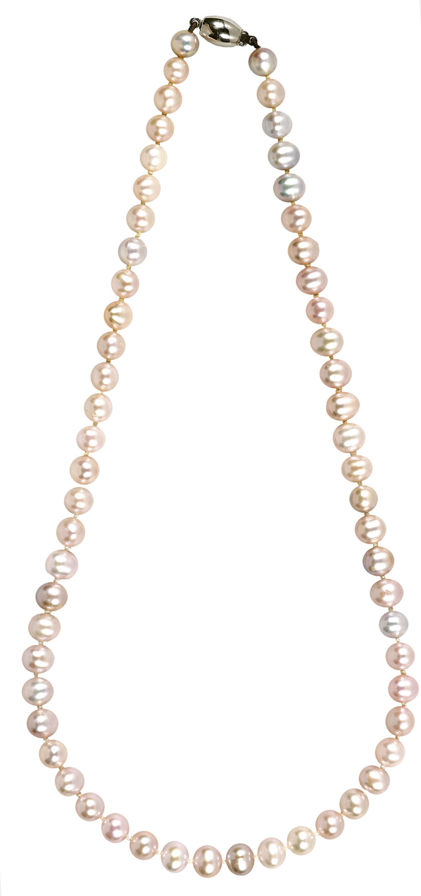 PERLEN-COLLIERZartes Collier aus 28 Süsswasser-Zuchtperlen von ø je ca. 6-7 mm mit roséfarbenem