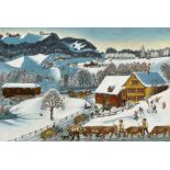 STAUB, ERICHSt. Gallen 1942Appenzeller Winterlandschaft mit Unterer Lankbrücke.Öl auf Holz,sig. u.