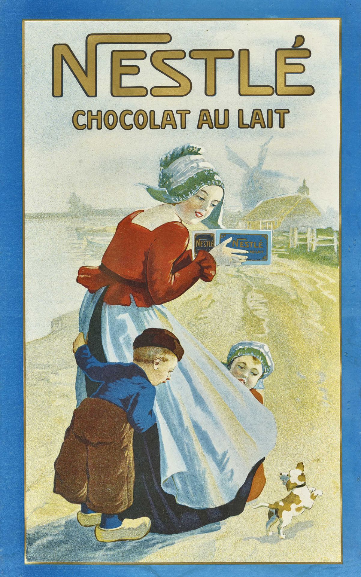 ANONYMNestlé Chocolat au Lait.Farblithografie,53x32,5 cm, gerahmtUnterer Blattrand minim fleckig.- -