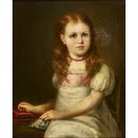 SCHROTZBERG, FRANZWien 1811 - 1889 GrazZugeschriebenPorträt eines Mädchens mit Strickarbeit.Öl auf