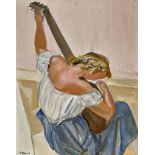 BARRAUD, MAURICE1889 Genève 1954La musicienne.Öl auf Leinwand, auf Hartplatte,sig. u.l.,89,5x71