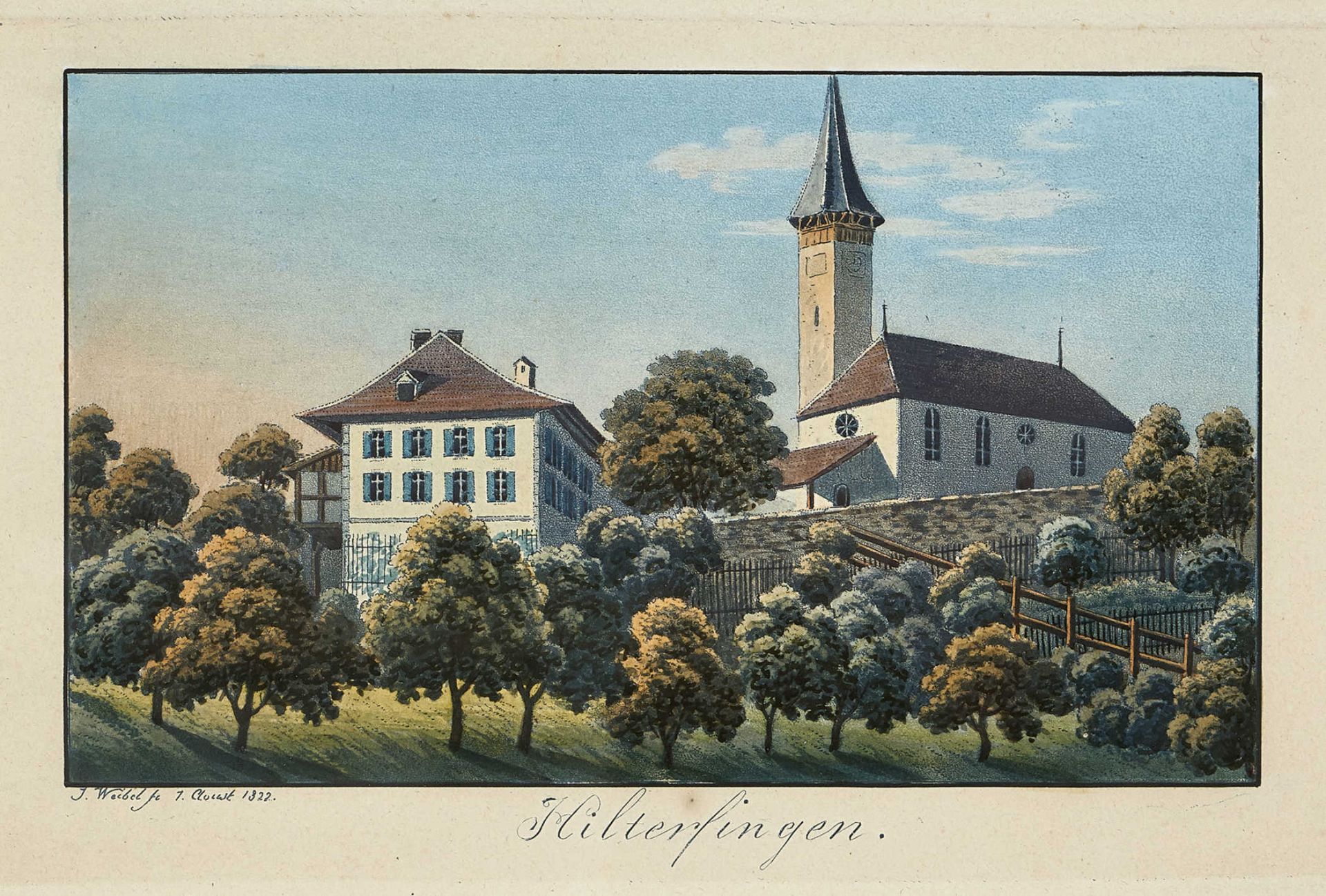 WEIBEL, JAKOB SAMUEL1771 Bern 1846Konvolut.2 Blätter aus "Bernische Landpfarrhäuser": 1. "Habkeren". - Bild 2 aus 3