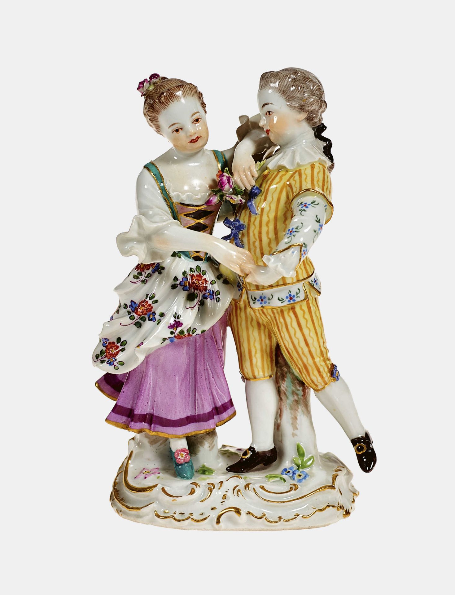 FIGURENPAARMeissen, um 1900-1905 (Königliche Porzellan Manufaktur).Gärtnerkinder, tanzend.Porzellan,
