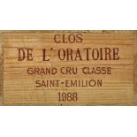 CLOS DE L'ORATOIRESaint-Émilion, Grand Cru Classé, 1988.12 Flaschen. OHK.11xIN, 1xBN.Etiketten etwas