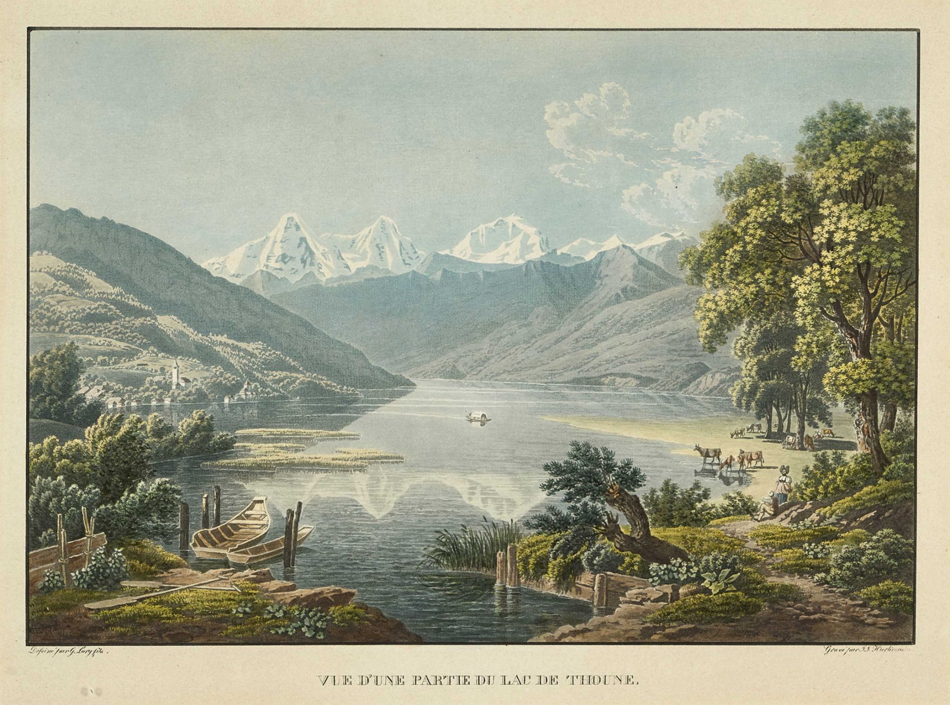 LORY, GABRIEL (GEN. LORY FILS)1784 Bern 1846Vue d'une partie du Lac de Thoune.Aquatinta, kol.,
