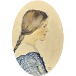 WEBER, MILIBiel 1891 - 1978 St. MoritzPorträt einer jungen Frau im Profil.Aquarell über Bleistift,