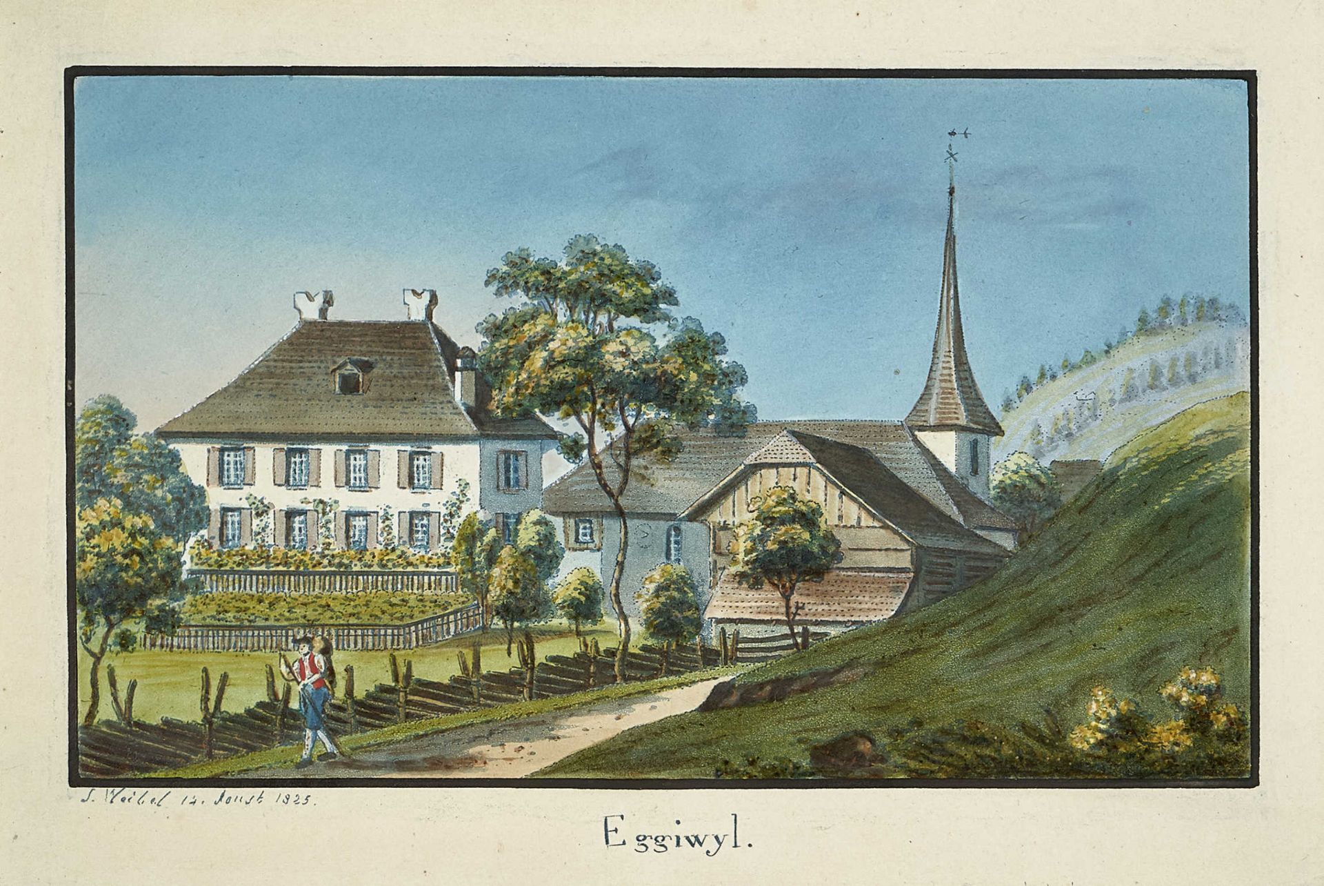 WEIBEL, JAKOB SAMUEL1771 Bern 1846Konvolut.2 Blätter aus "Bernische Landpfarrhäuser": 1. " - Bild 2 aus 3
