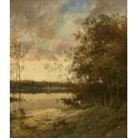FRANKREICH, 19. JH.Bauern am Flussufer.Öl auf Leinwand,bez. "N. Rousseau" u.l.,55x46 cm- - -22.