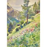 ANNELER, KARLThun 1886 - 1957 WichtrachSommerliche Bergpartie.Aquarell,sig. u.r.,36x25,5 cm- - -22.