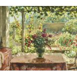 EPPER, IGNAZSt. Gallen 1892 - 1969 AsconaTerrasse mit Garten.Öl auf Leinwand,verso sig. u.