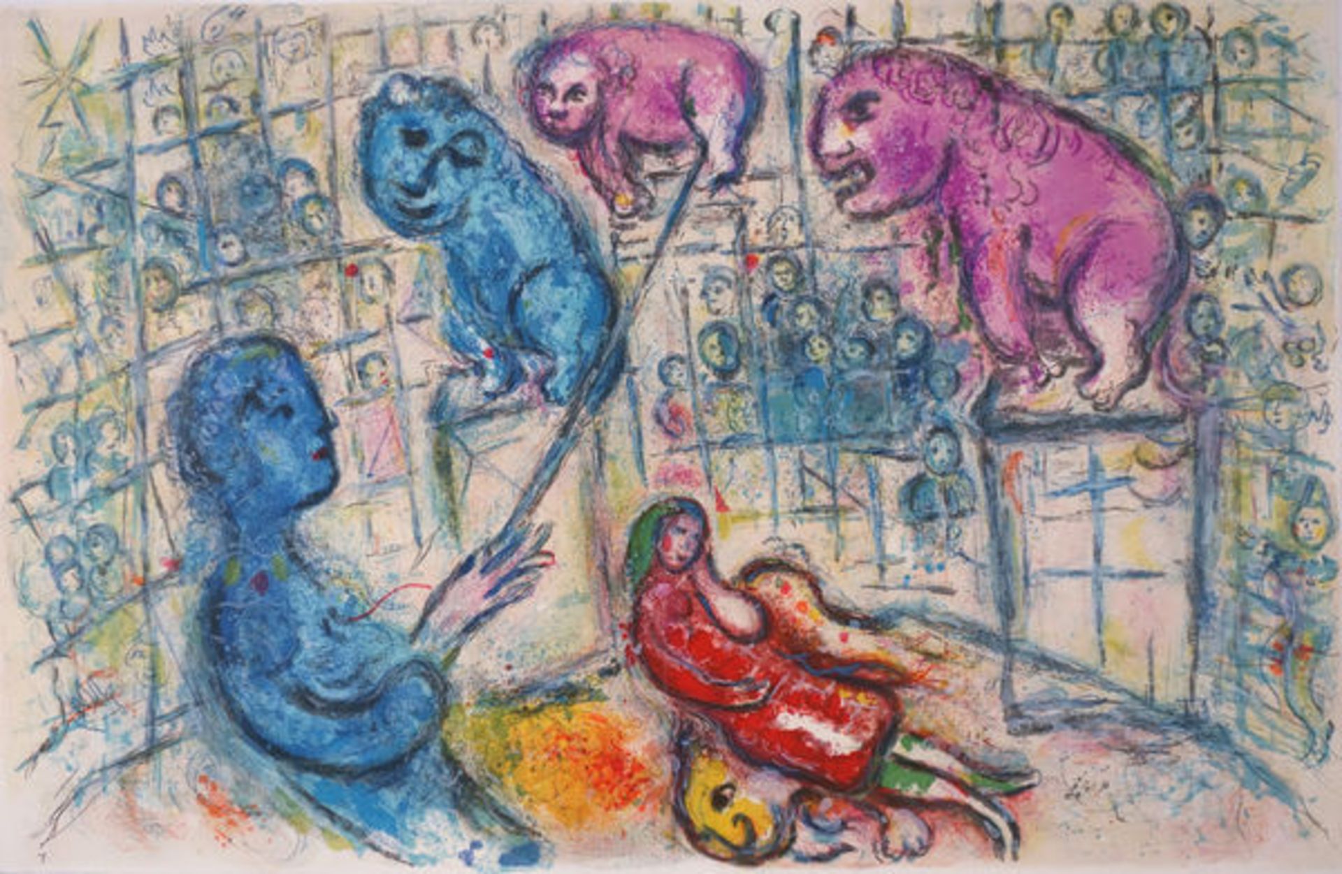 Chagall, MarcFarblithographie auf doppelbogigem Arches Bütten mit MittelfalzLe Cirque (1967)