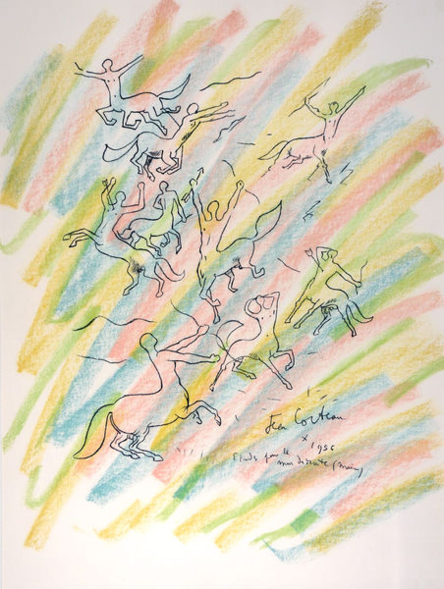 Cocteau, JeanFarblithographie auf Bütten, 59 x 46 cmEtude pour le mur de droite (1956)Im Stein