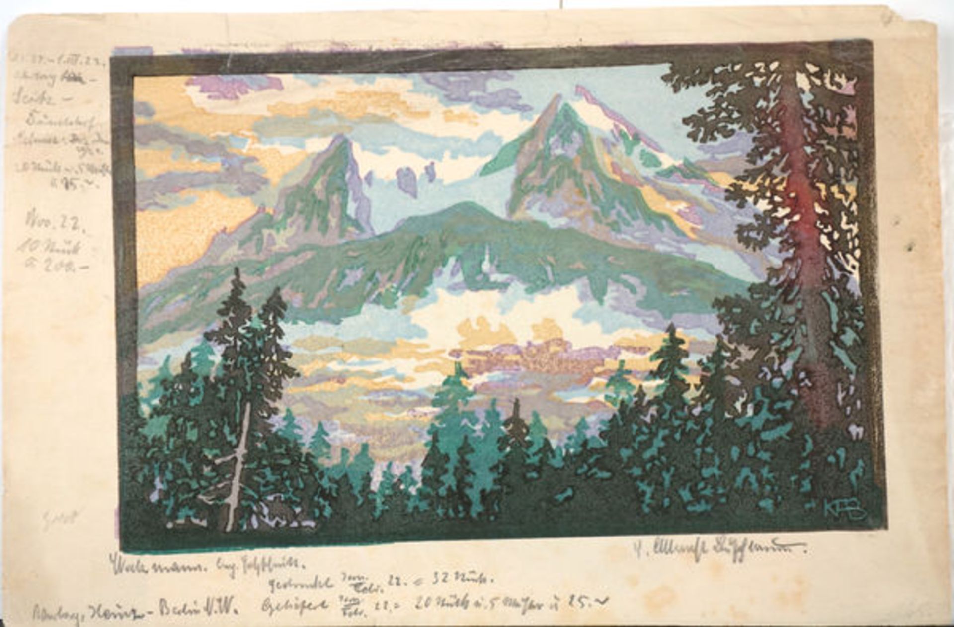 Buschbaum, Karl AlbrechtFarbholzschnitt auf Papier, 18,2 x 28,3 cmWatzmannSigniert und bezeichnet "