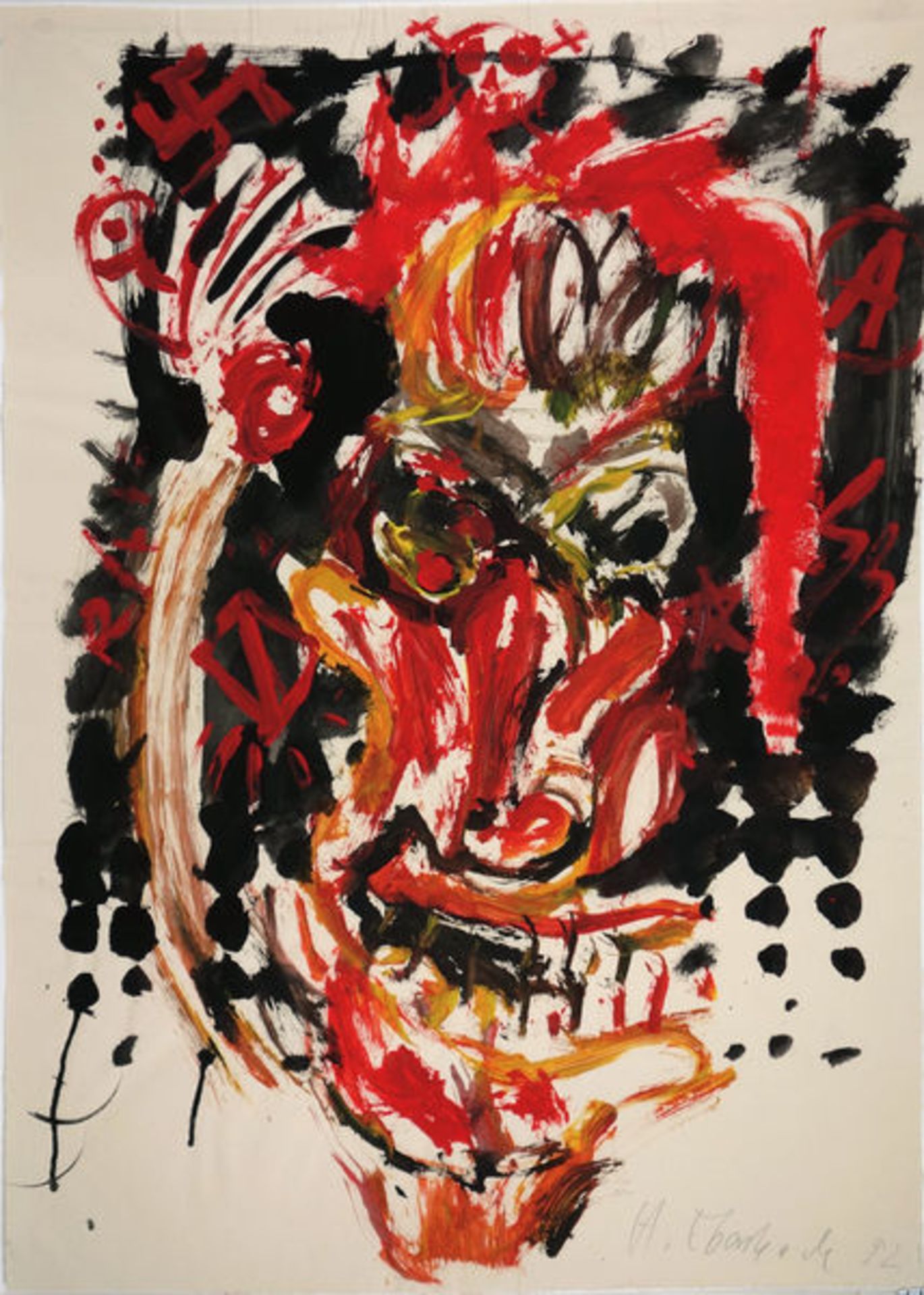 Ohne Titel (1992)Gouache on paper. Signed, dated. On cardboard.Ebersbach, HartwigGouache auf Papier,