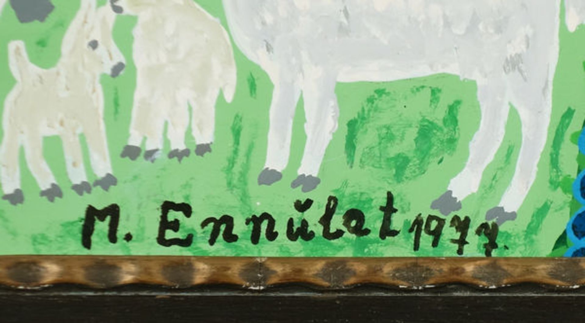Garten (1977)Varnish on hard board. Signed, dated. Framed.Ennulat, MinnaLackfarbe auf Spanplatte, 49 - Bild 3 aus 3