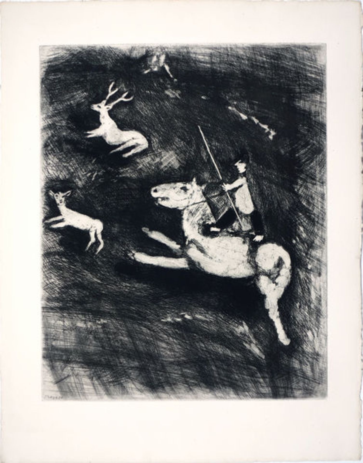 Le cheval s'étant voulu venger du cerf (1952)Etching on handmade paper. Cramer Livres 22. Edition: