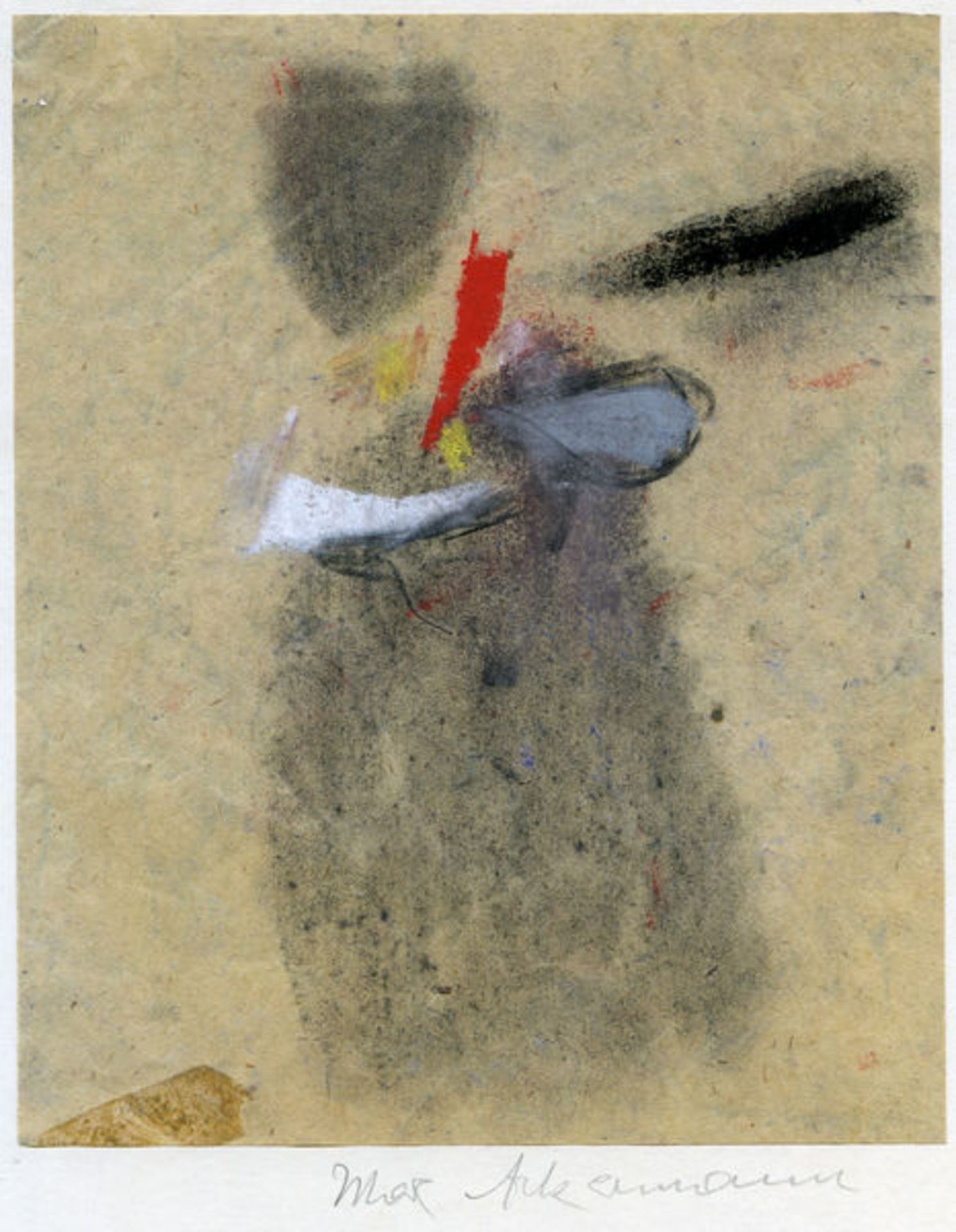 Rote Zentrale (1950)Coal and pastel on paper. Signed on cardboard. At the upper margin with hole