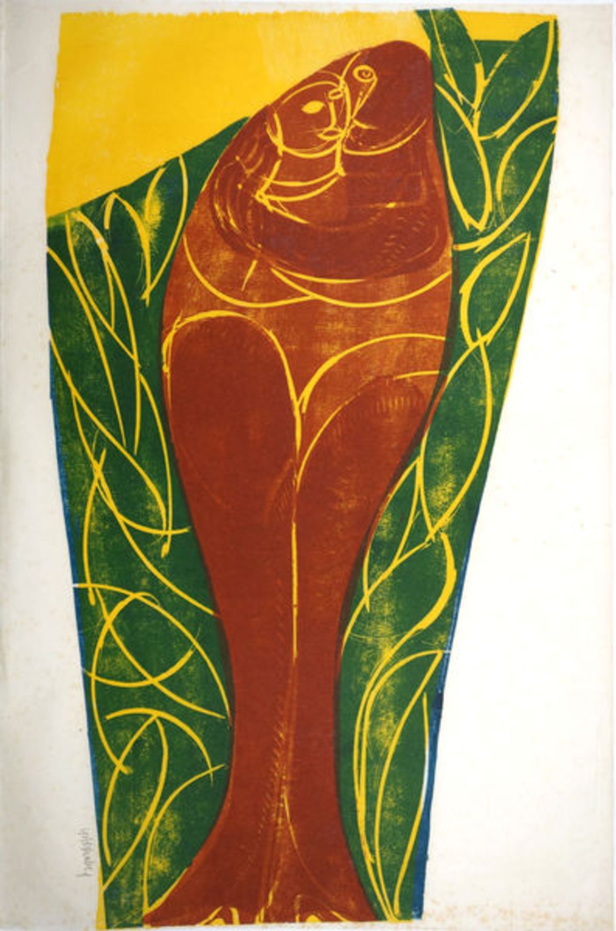 Paar 74 (Paar im Fisch) (1974)Color woodcut on japan paper. Signed, Numbered "99/100". Sheet size: